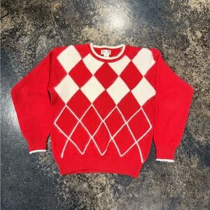 Vintage Colter Bay year 1989 Red and White Argyle Sweater